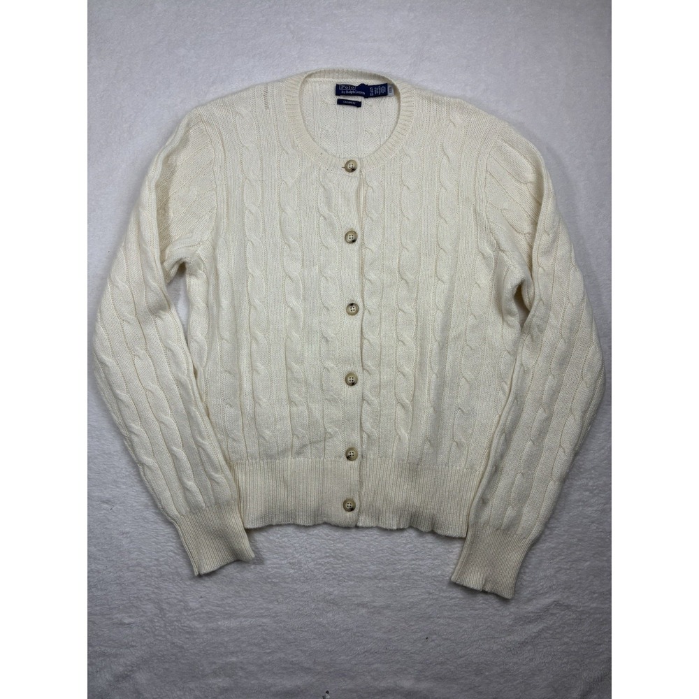 Polo Ralph Lauren Cable Knit Cashmere Crewneck Cardigan Size XL